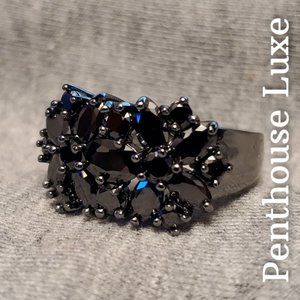Black Gold Onyx Cluster Cocktail Ring